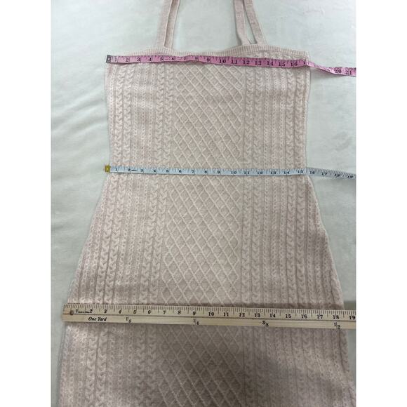 House of Harlow 1960 Revolve Fitted Ribbed Knit Sweater Midi Dress Beige Large - Picture 6 of 7